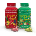 Balance of Nature fruits and veggies supplement set front view bottles