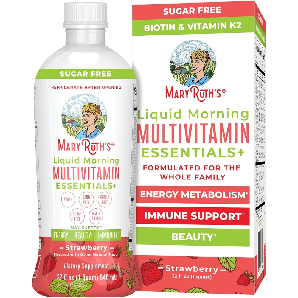 Maryruth Organics Liquid Morning Multivitamin Essentials front view bottle packaging