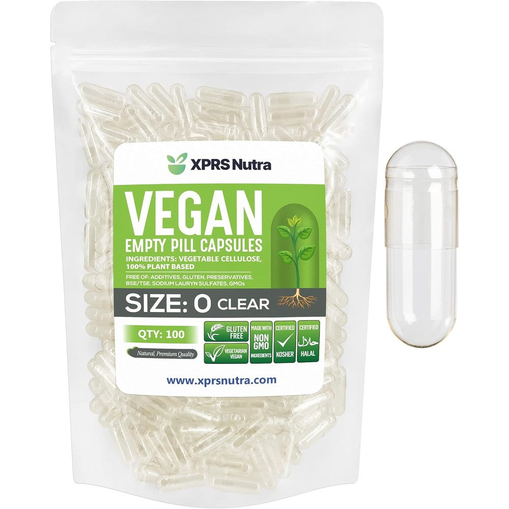 XPRS Nutra size 0 empty vegan capsules front view packaging