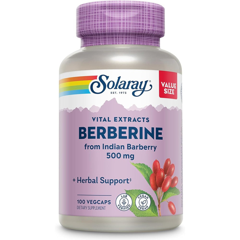 Solaray Berberine 500mg front view bottle packaging