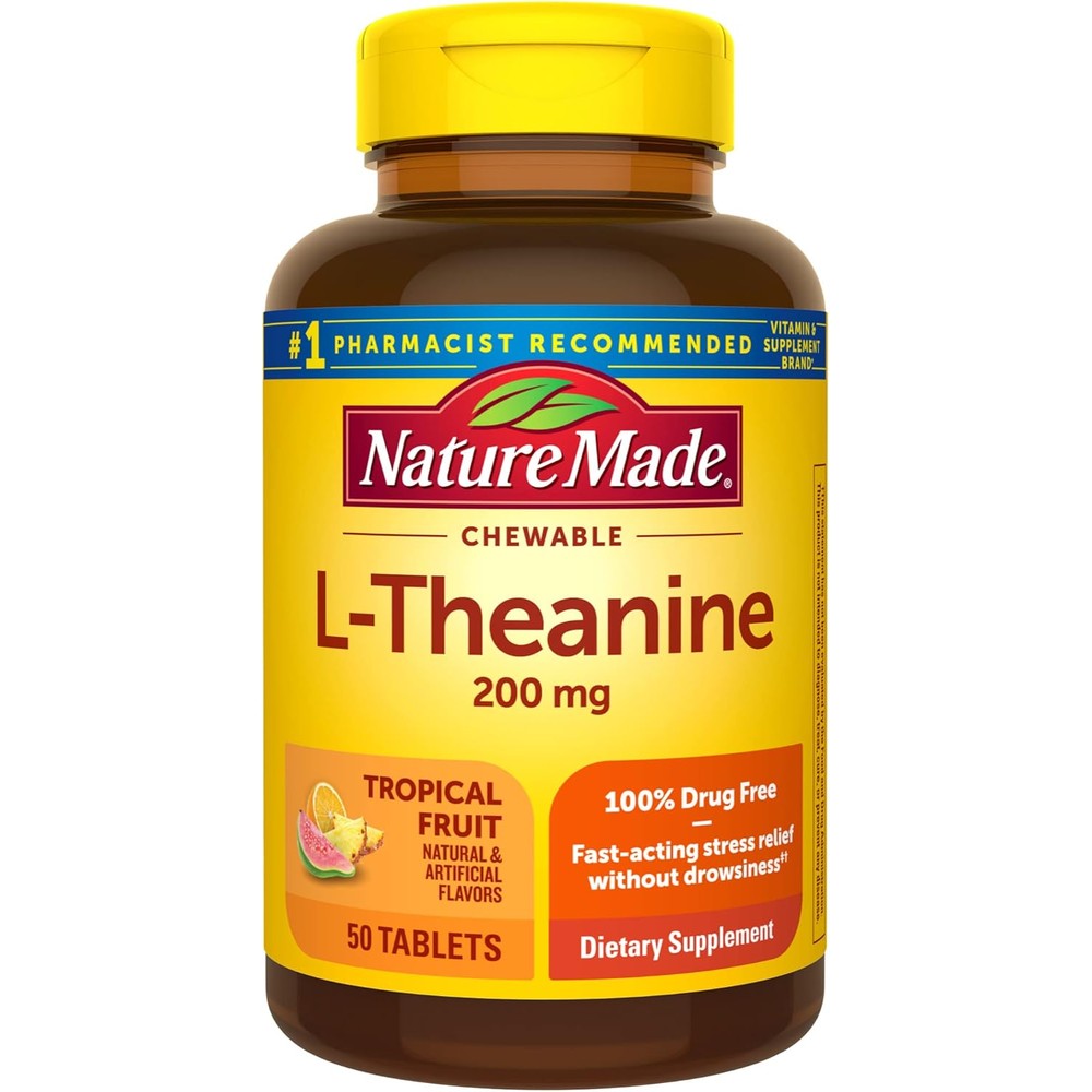 Nature Made chewable L-Theanine front view bottle packaging