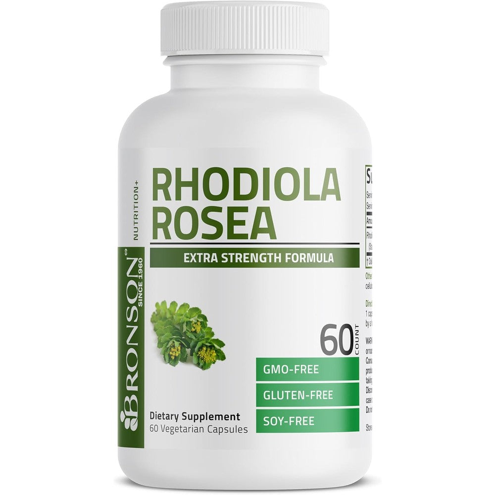 Bronson Rhodiola Rosea front view supplement bottle