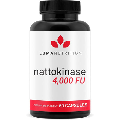 Luma Nutrition Nattokinase 4000 FU supplement bottle front view for heart health