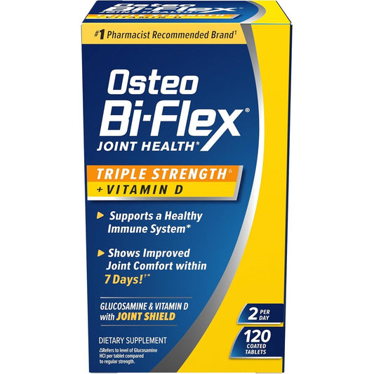 Osteo Bi-Flex Triple Strength Vitamin D 120 tablets front label joint health supplement