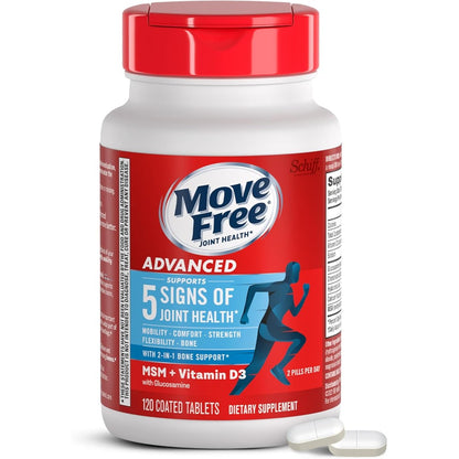 Schiff Move Free Advanced Glucosamine Chondroitin bottle front view for joint health.