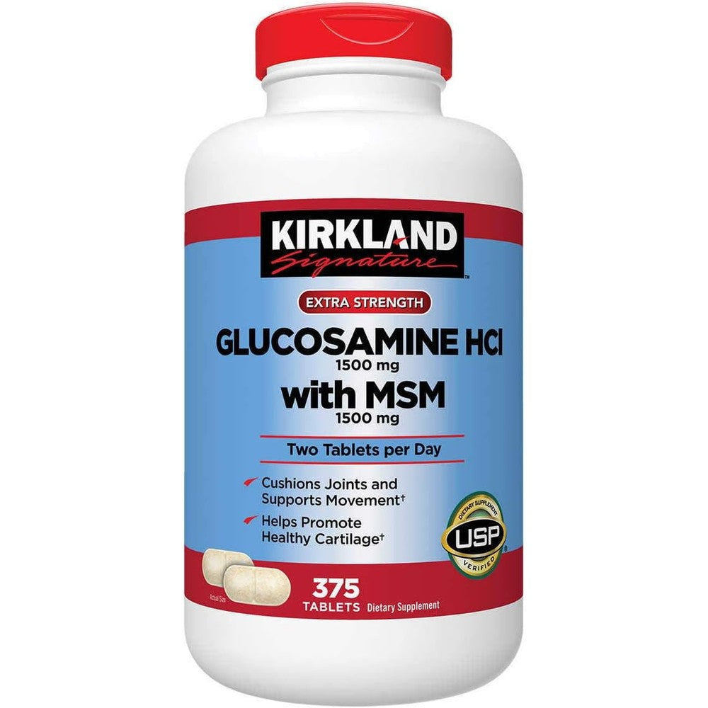 Kirkland Signature Glucosamine with MSM 375 Tablets front view joint health supplement