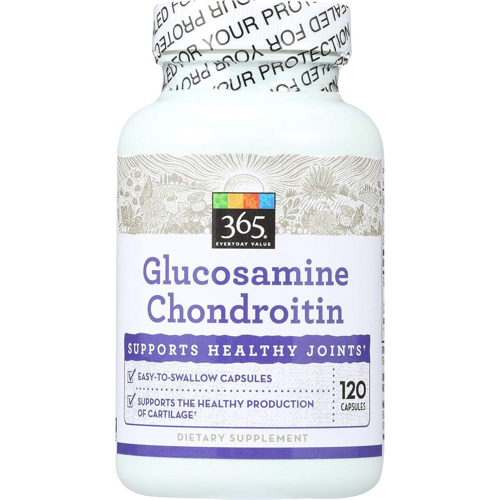 365 by Whole Foods Market Glucosamine Chondroitin 120 capsules front bottle view for joint health