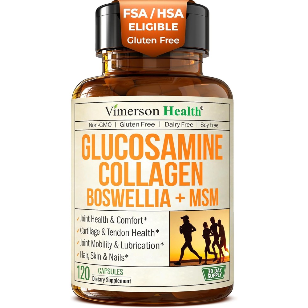 Vimerson Health Glucosamine Chondroitin MSM bottle front view for joint support.