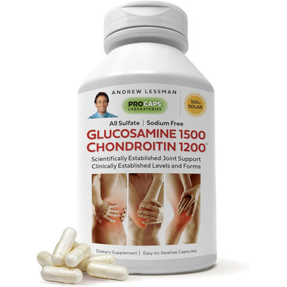 Andrew Lessman Glucosamine 1500 Chondroitin 1200 front bottle view for joint support.