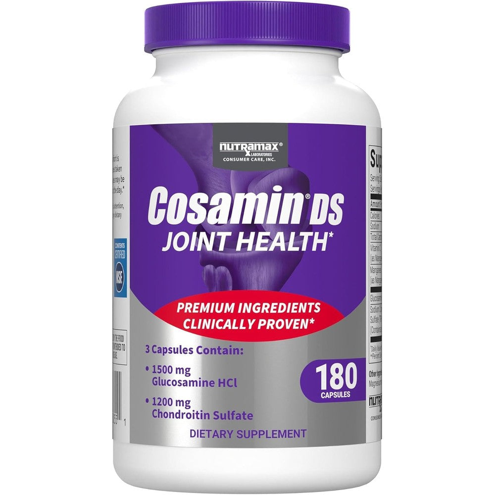Nutramax Laboratories Cosamin DS 180 capsules front bottle view for joint health