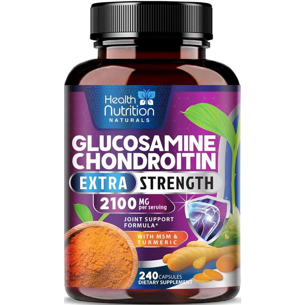 Health Nutrition Naturals Glucosamine Chondroitin MSM 2100mg front view bottle for joint support