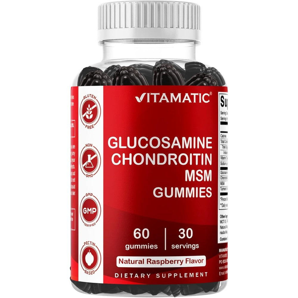 Vitamatic Glucosamine Chondroitin Gummies bottle front view for joint health