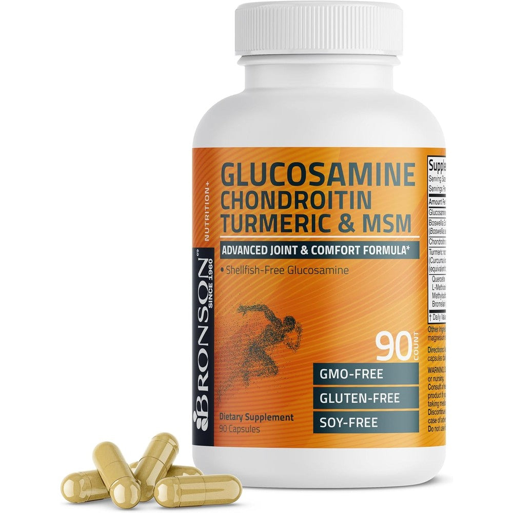 Bronson Glucosamine Chondroitin bottle with 90 advanced joint capsules