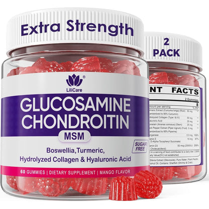 LiliCare Glucosamine Chondroitin sugar free gummies bottle front view