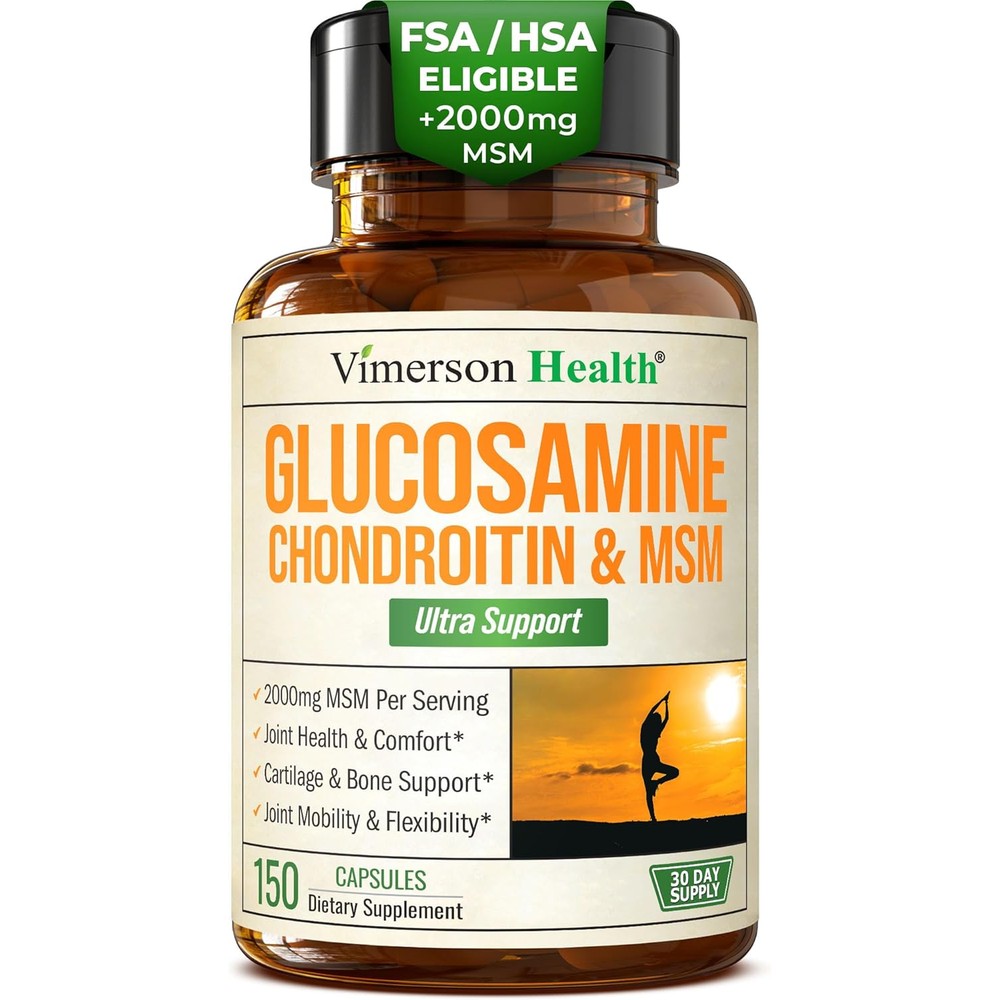 Vimerson Health Glucosamine Chondroitin MSM front bottle view for joint health