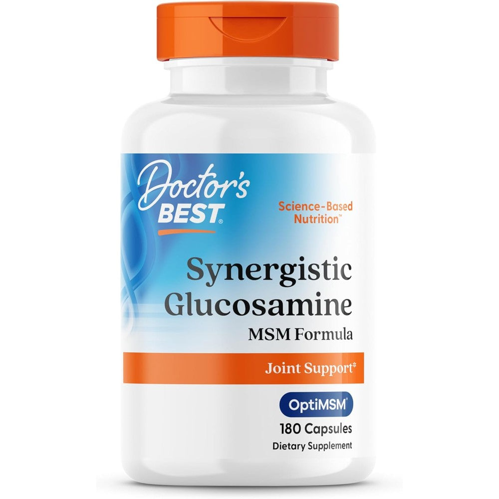 Doctor's Best Synergistic Glucosamine MSM Formula 180 Capsules front view joint support supplement