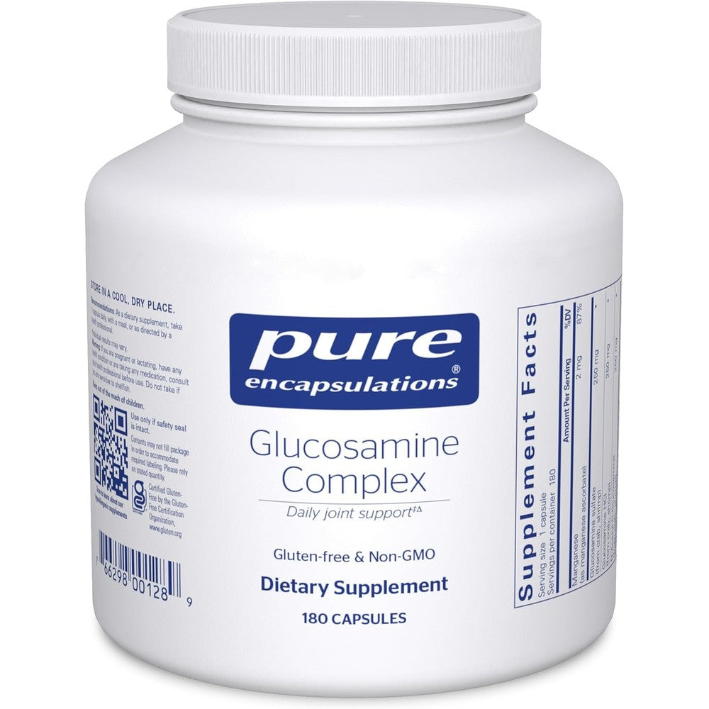 Pure Encapsulations Glucosamine Complex 180 capsules front view bottle for joint comfort