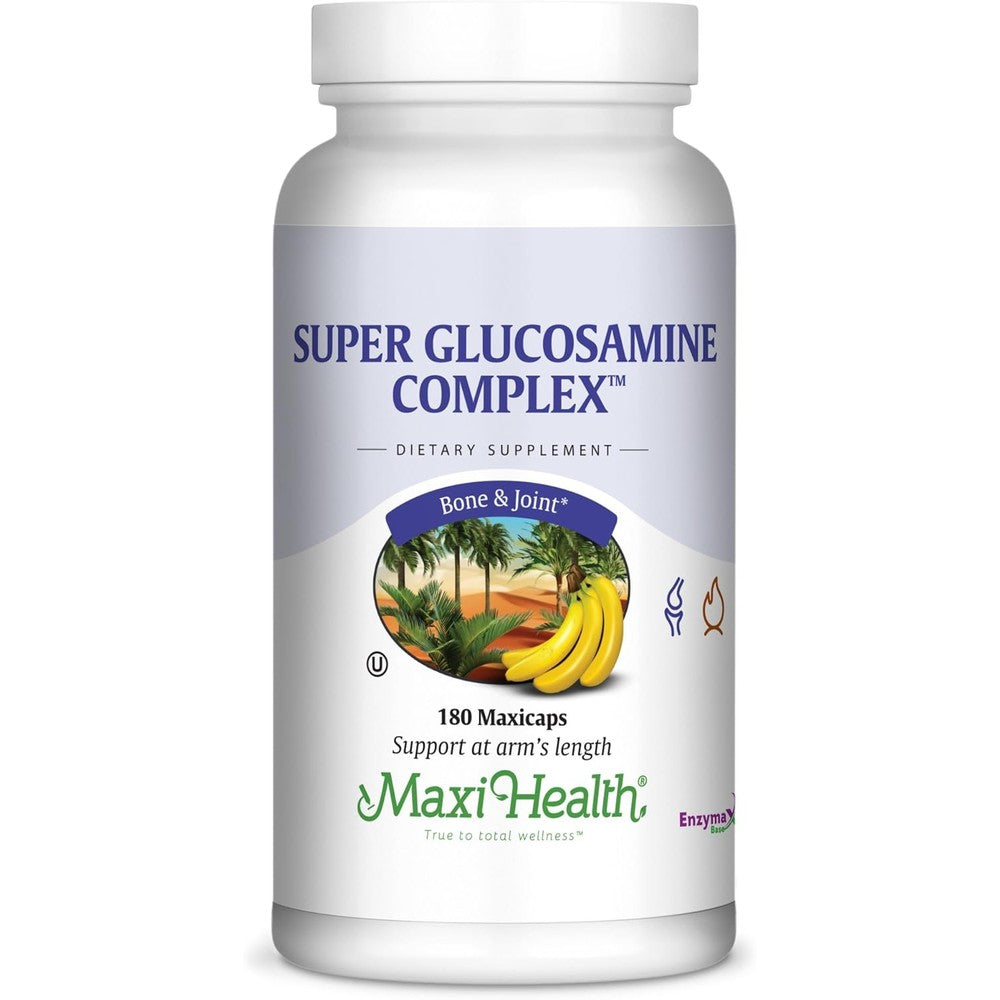 Maxi Health Super Glucosamine Complex 180 capsules front view joint supplement bottle