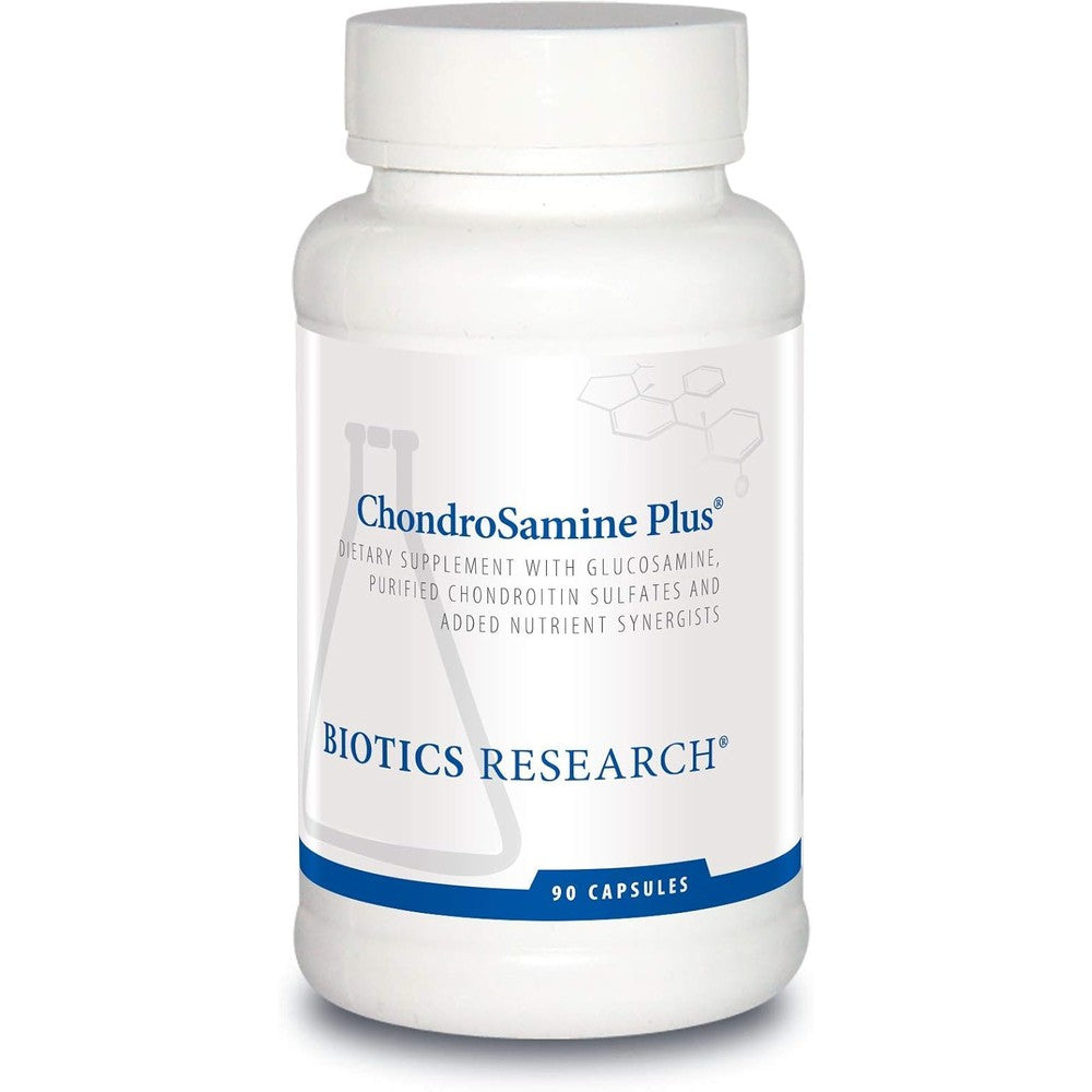 Biotics Research ChondroSamine Plus 90 Capsules front view showcasing official packaging label for premium joint support.