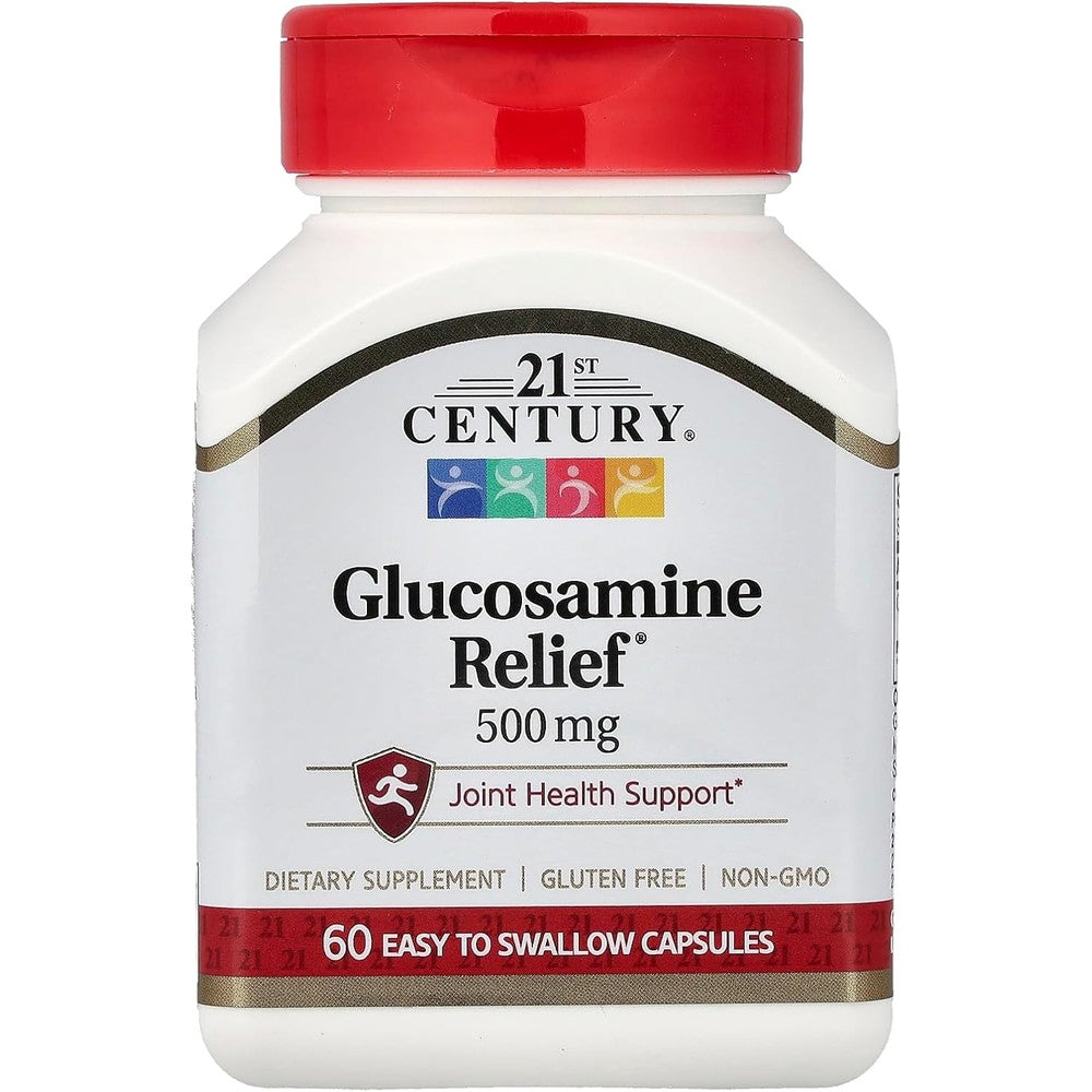21st Century Glucosamine Relief 500mg 60 capsules front view bottle for joint health support