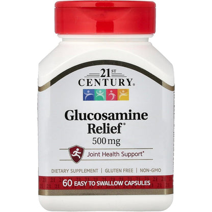 21st Century Glucosamine Relief 500mg 60 capsules front view bottle for joint health support