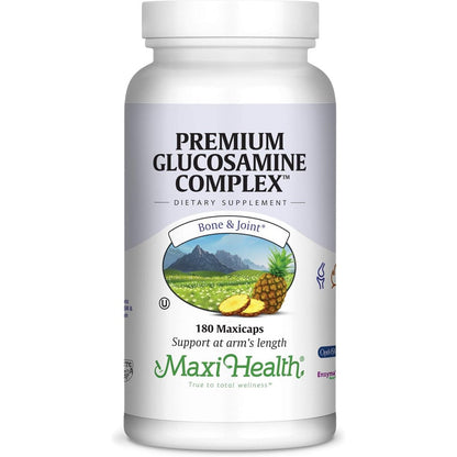 Maxi Health Premium Glucosamine Complex 180 Maxicaps front bottle view for joint health supplement
