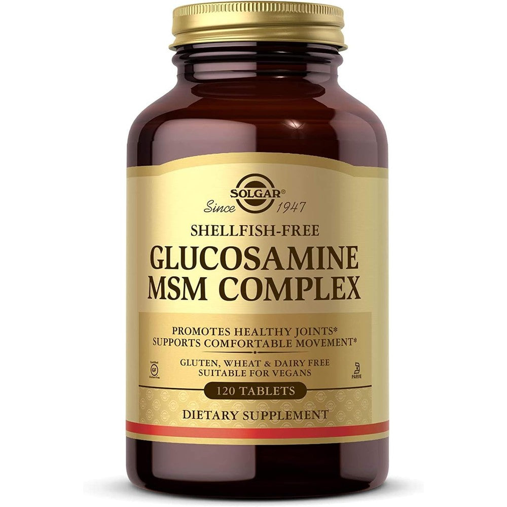 Solgar Glucosamine MSM Complex 120 Tablets front bottle view joint health supplement