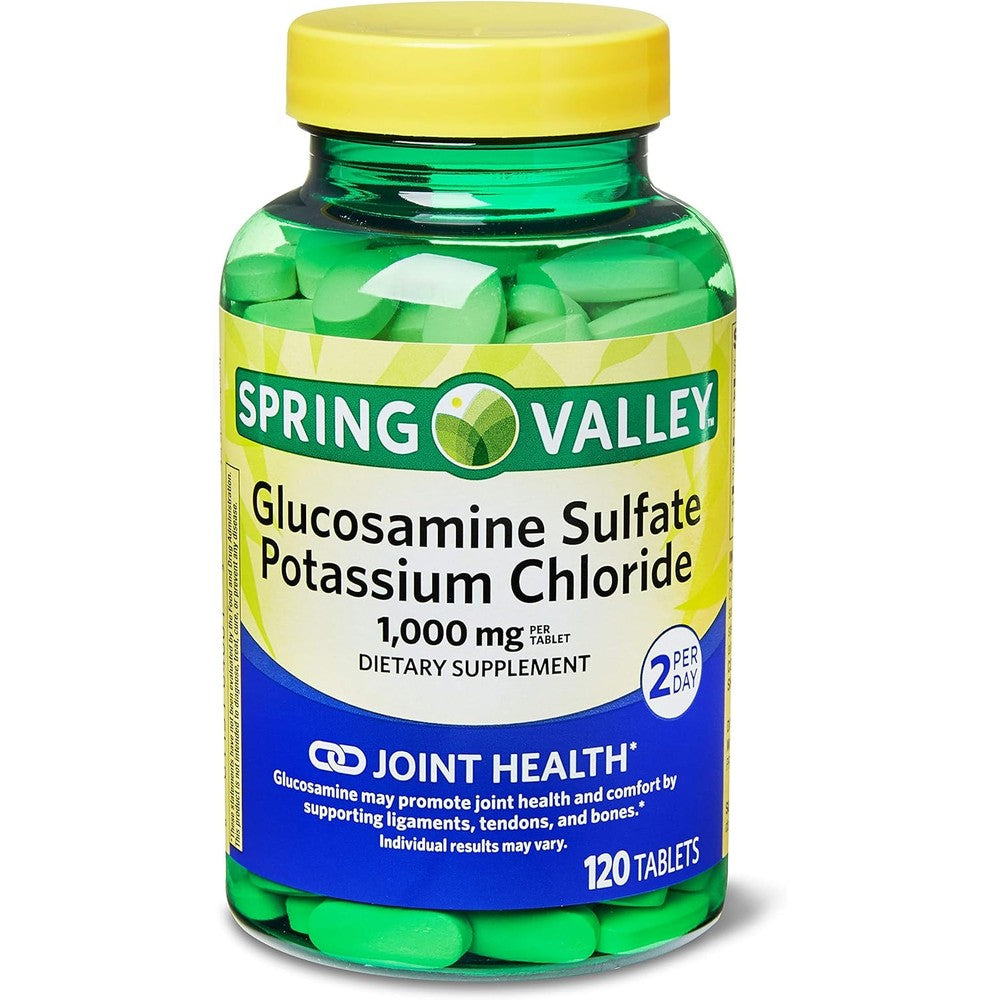 Spring Valley Glucosamine Sulfate 1000mg 120 Tablets front bottle view joint health supplement