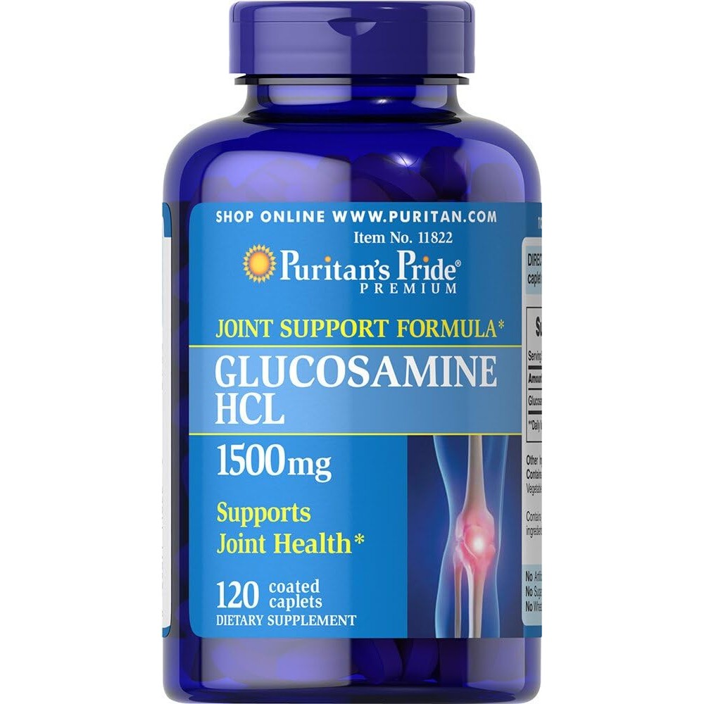 Puritan's Pride Premium Joint Support Glucosamine HCL 1500mg bottle front view authentic health supplement