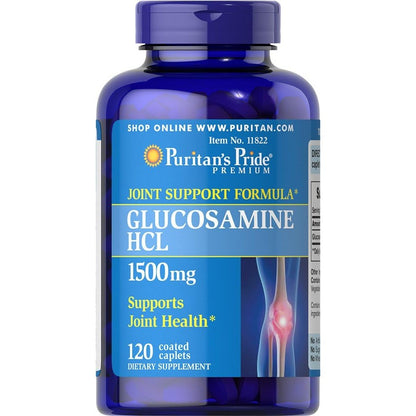 Puritan's Pride Premium Joint Support Glucosamine HCL 1500mg bottle front view authentic health supplement