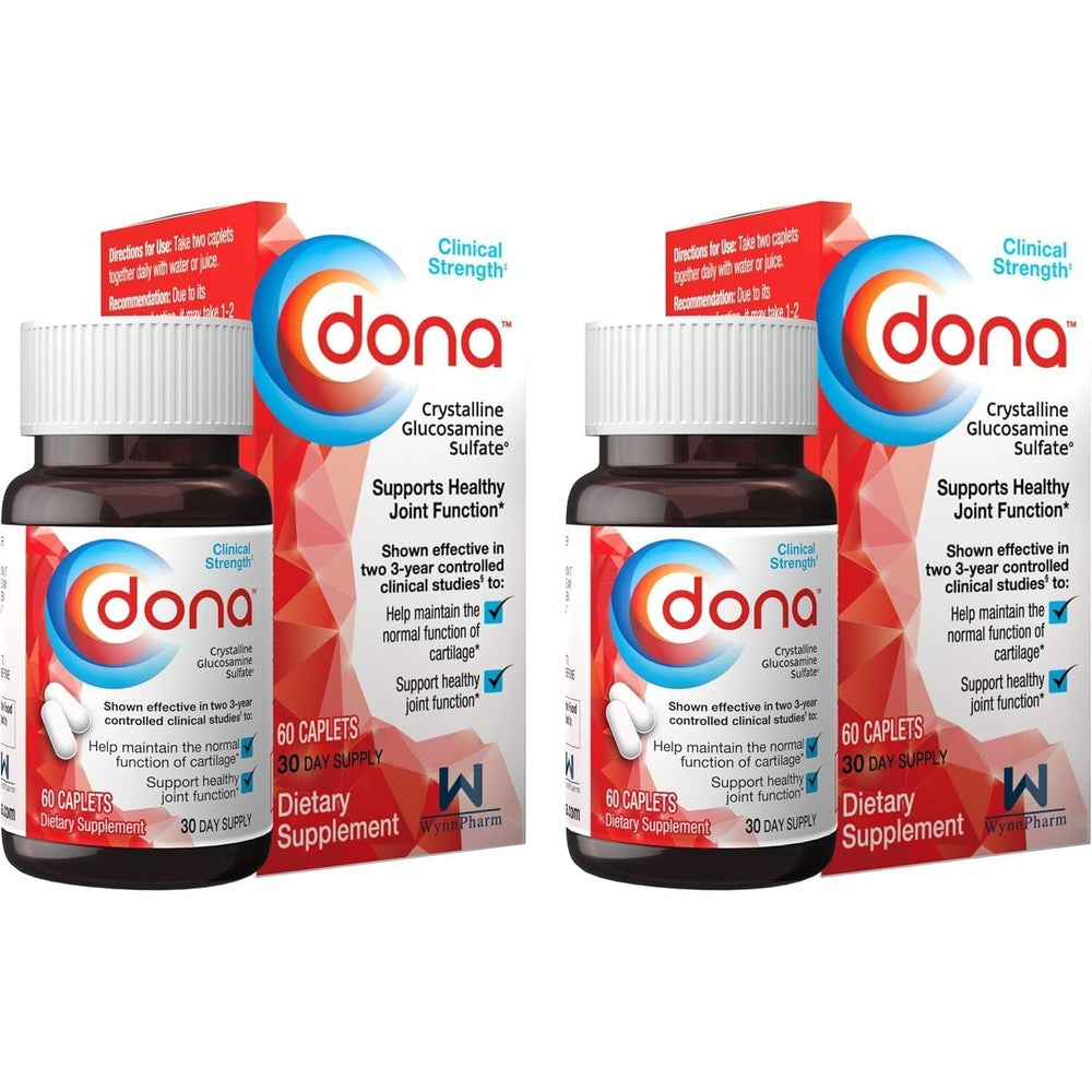 WynnPharm Dona Crystalline Glucosamine Sulfate 750mg front view bottle packaging for joint health supplement