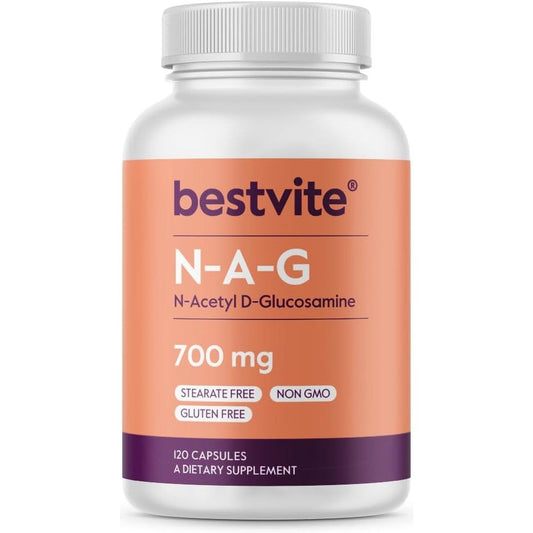 Bestvite N-Acetyl Glucosamine 700mg front bottle view for authentic joint health support.