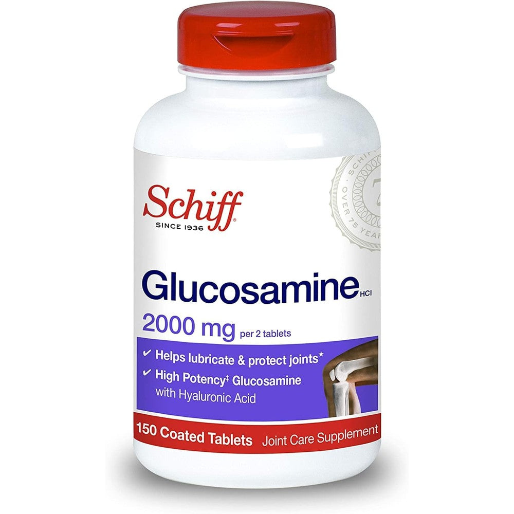 Schiff Glucosamine 2000mg with Hyaluronic Acid joint care tablets front packaging