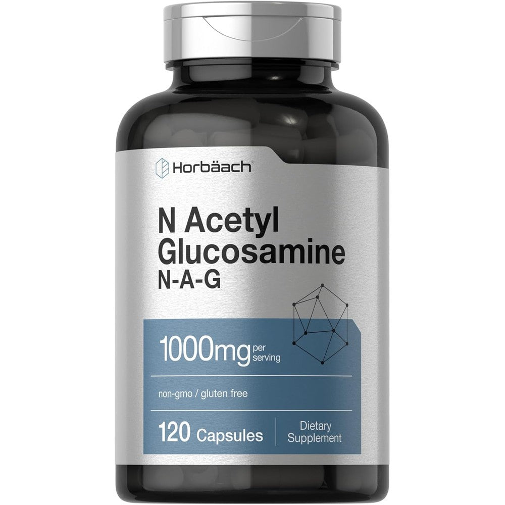 Horbaach N-Acetyl Glucosamine 1000mg bottle front view showing 120 capsules label