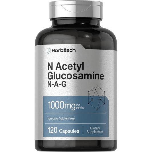 Horbaach N-Acetyl Glucosamine 1000mg bottle front view showing 120 capsules label