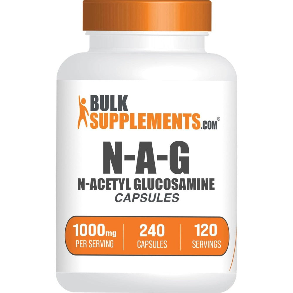 BulkSupplements N-Acetyl Glucosamine 240 Capsules front view joint support supplement