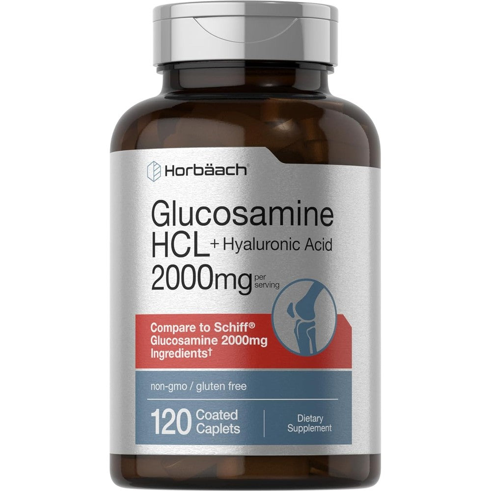 Horbäach Glucosamine HCL Hyaluronic Acid front view bottle packaging