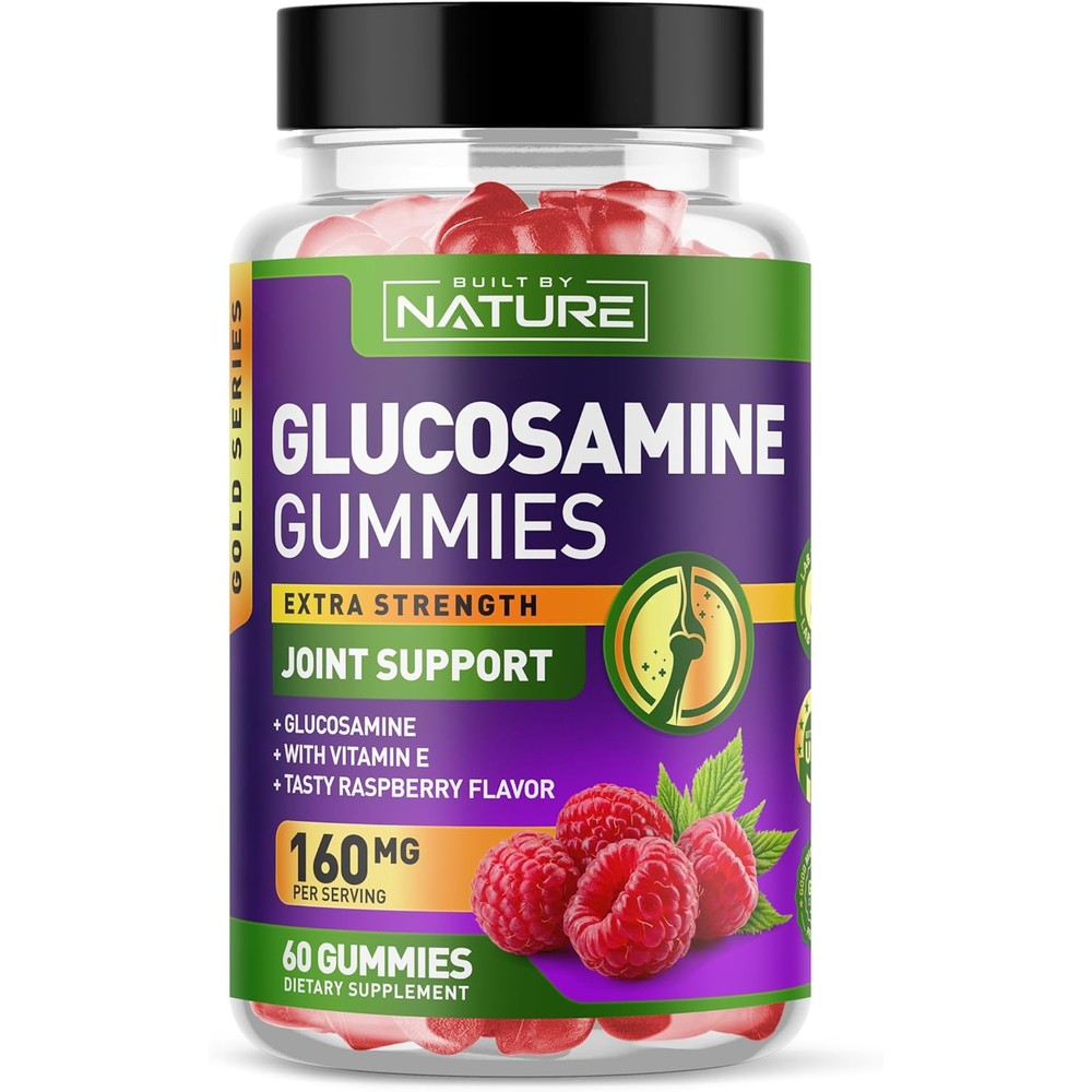 Built By Nature Glucosamine Joint Support Gummies front bottle view for everyday mobility