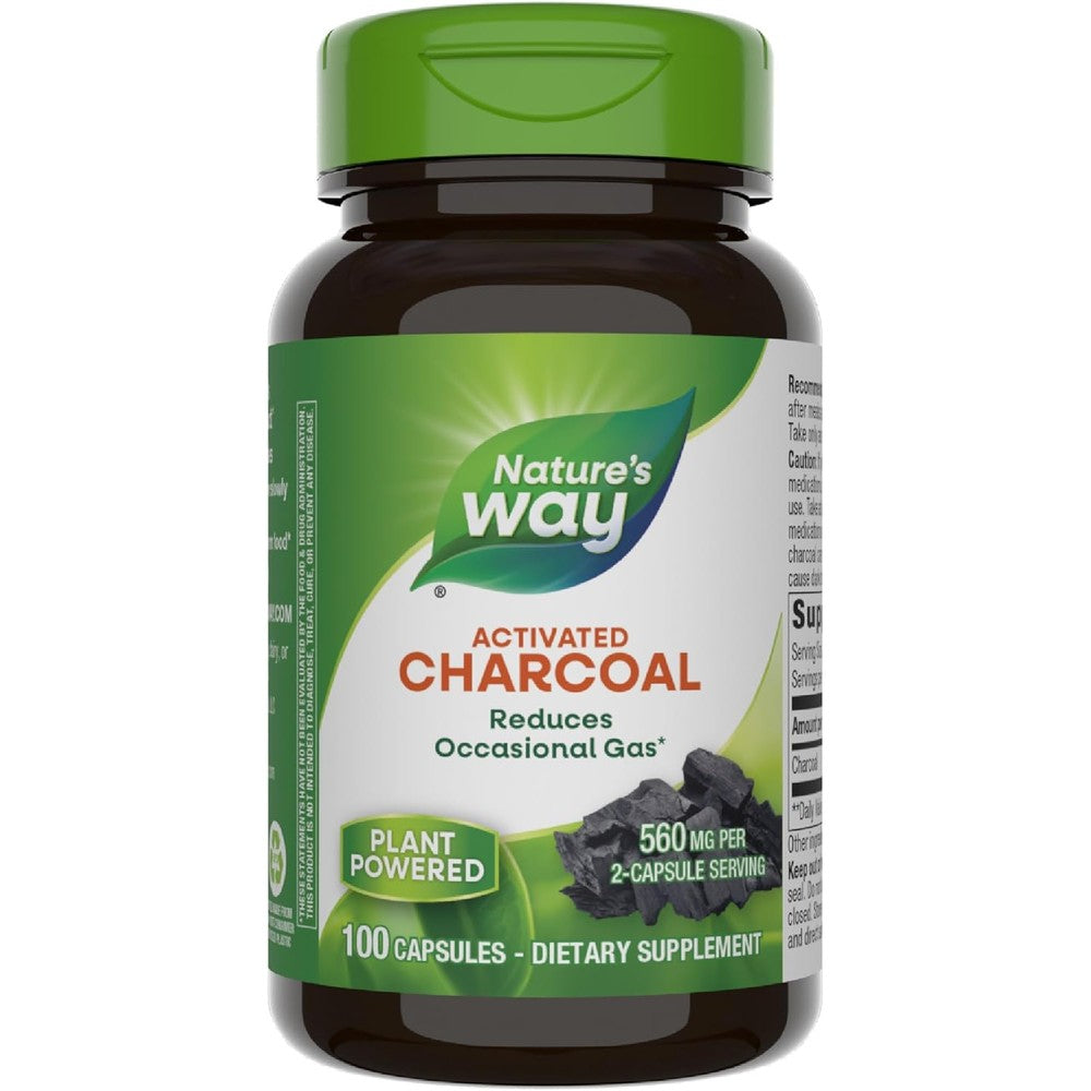 Natures Way Activated Charcoal Front View Bottle