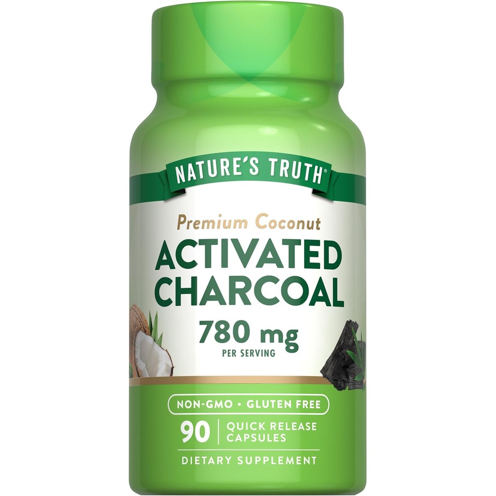 Nature's Truth Activated Charcoal 90 Capsules front view bottle
