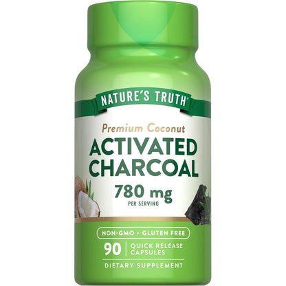Nature's Truth Activated Charcoal 90 Capsules front view bottle