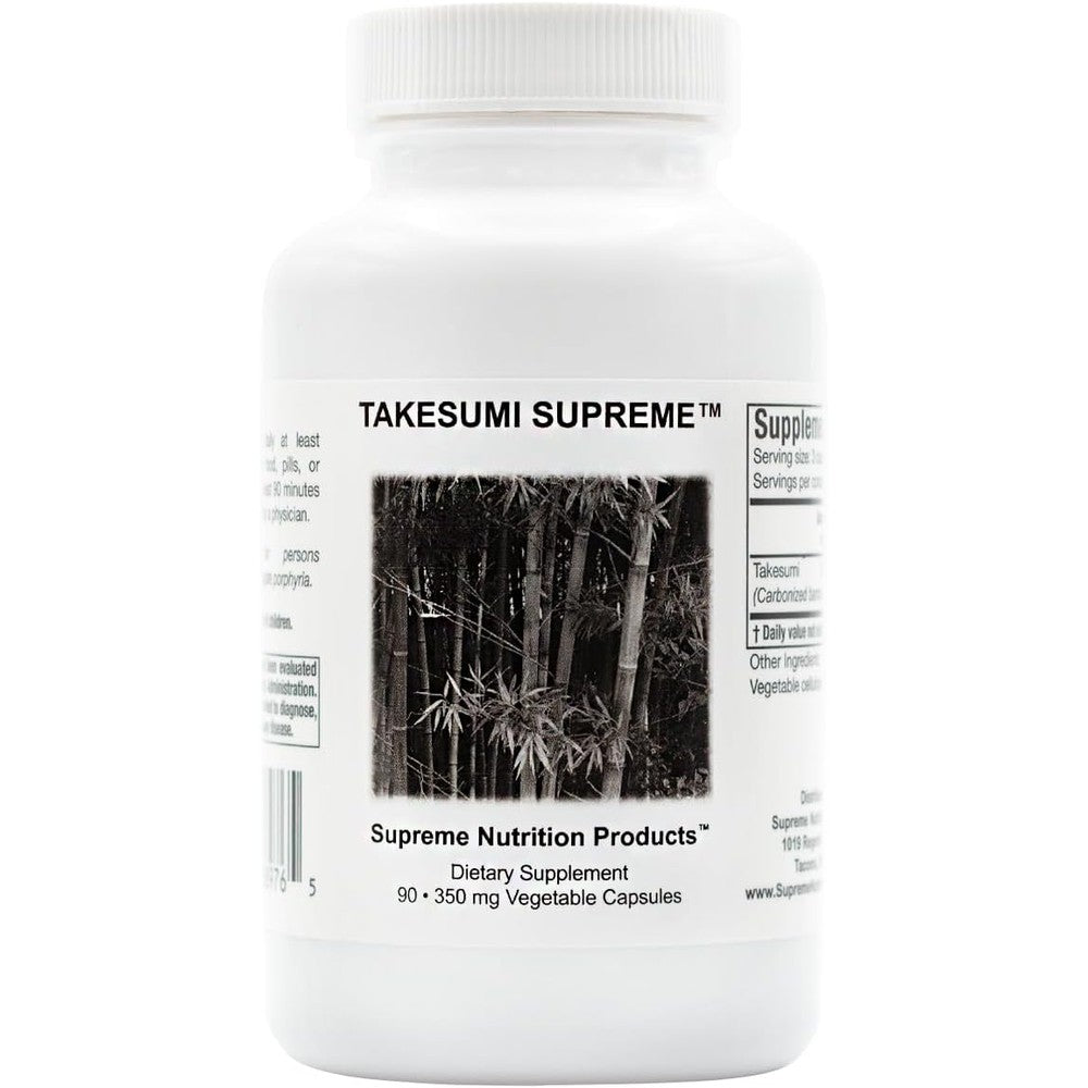 Supreme Nutrition Takesumi Supreme activated bamboo charcoal capsules front view bottle