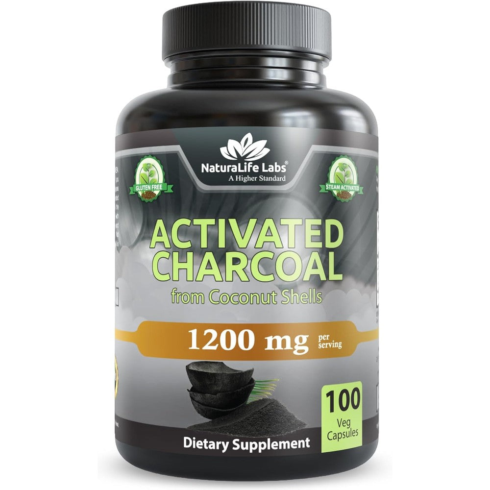 NaturaLife Labs Activated Charcoal front view bottle packaging