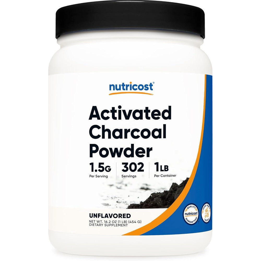 Nutricost Activated Charcoal Powder front view container for natural detox
