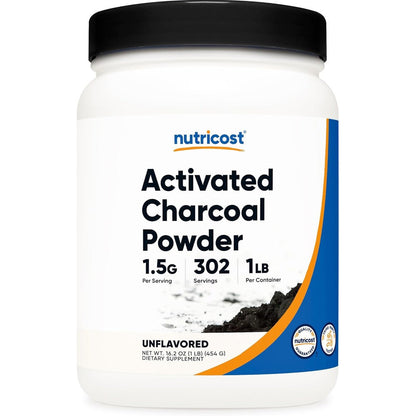 Nutricost Activated Charcoal Powder front view container for natural detox