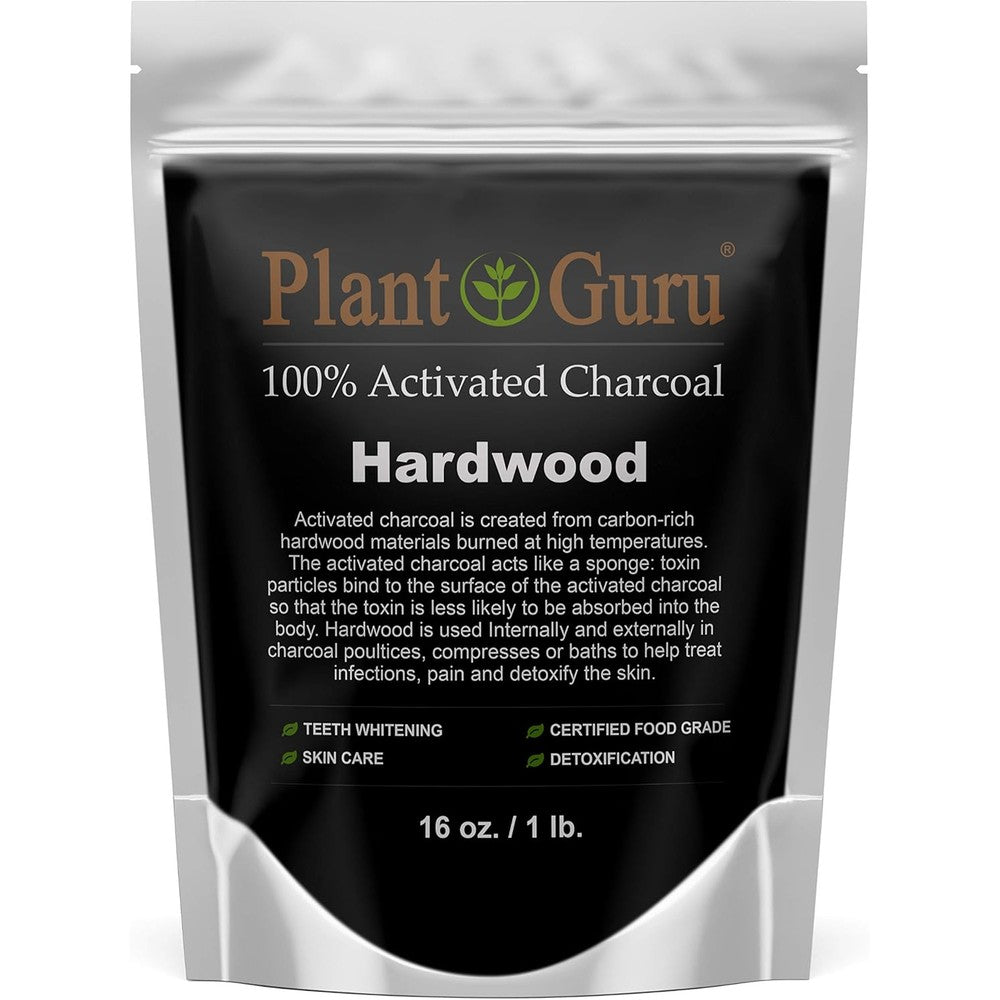 Plant Guru Activated Charcoal Hardwood Powder sixteen ounce front view packaging