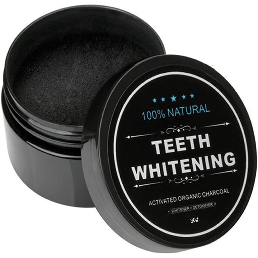 Lythor Teeth Whitening Charcoal Powder front view jar for natural oral care
