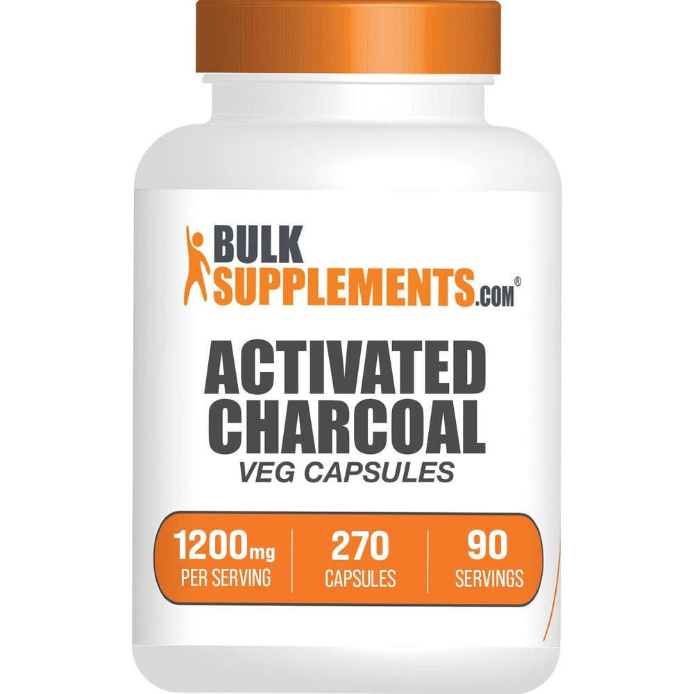 BulkSupplements Activated Charcoal Coconut 270 Capsules front bottle view