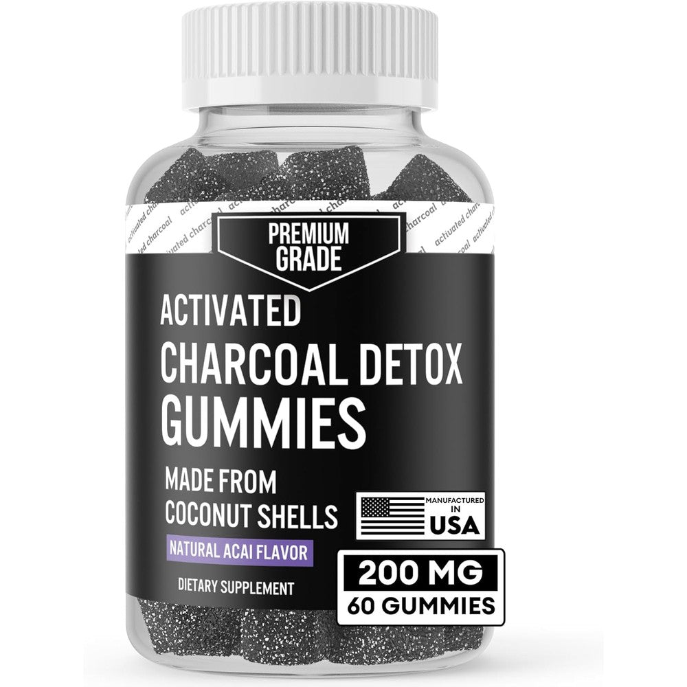Jovithea VitaPatch Activated Charcoal Coconut Gummies front view of the premium detox supplement bottle.