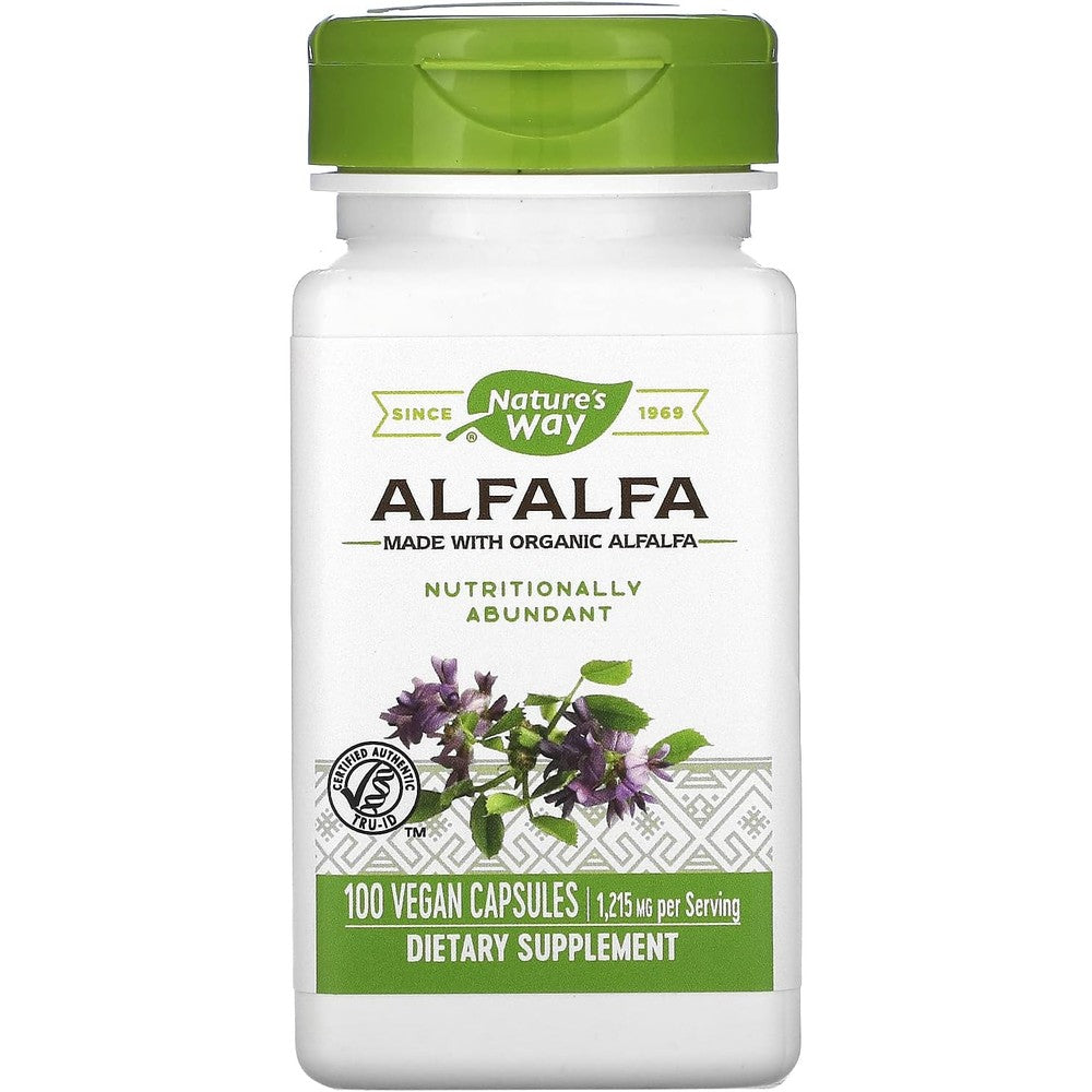 Nature's Way Alfalfa Leaves 100 Capsules front view herbal supplement